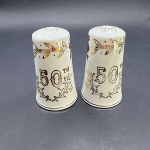 VTG Lefton 50th Wedding Anniversary Ceramic Bells Salt & Pepper‎ Shaker